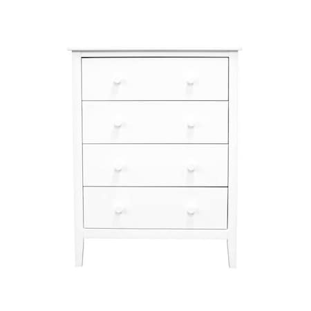 Adeptus 56148 Solid Pine Wood Easy Pieces 4 Drawer Chest; White - 39.37 X 30 X 15.47 In.